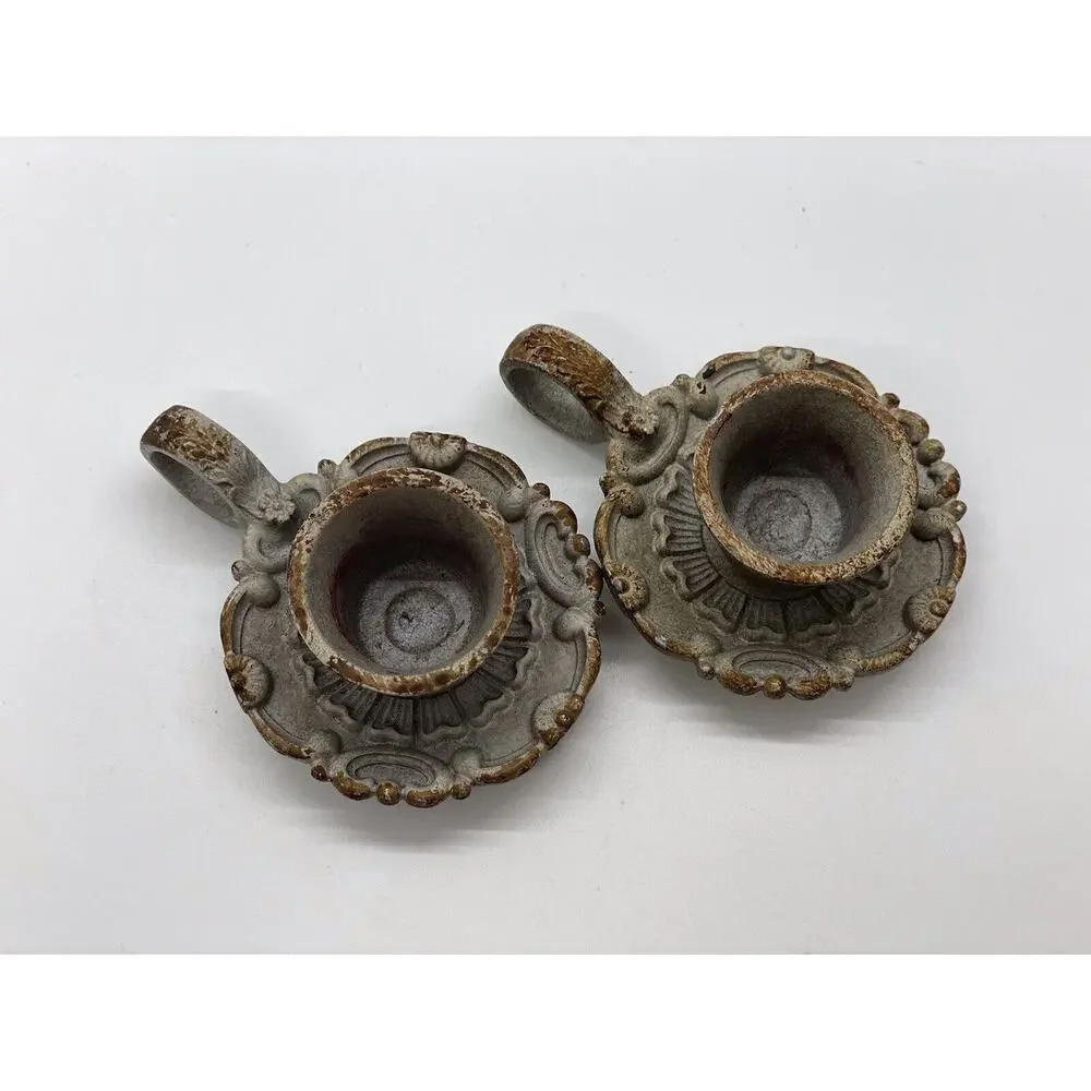 Vintage Candlestick Holders-Set Of 2 Approx 3.5”x 2.5”x 1”